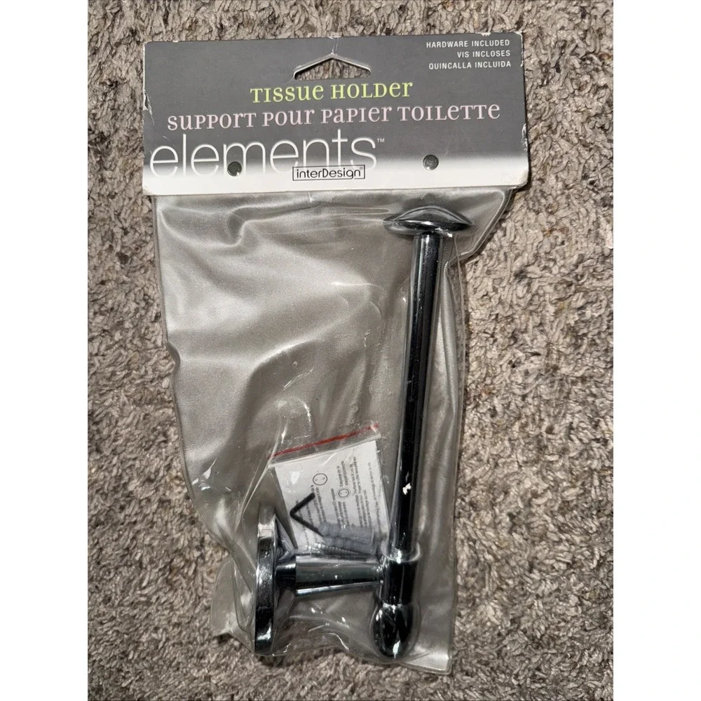 NEW Heavy Stainless Slip-On Toilet Paper Holder Wall Mount InterDesign Elements